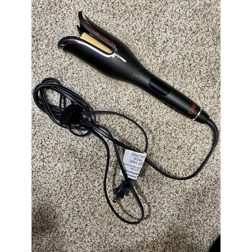CHI Spin N Curl 1" Ceramic Rotating Curler Wand Curling Iron Black CA2247
